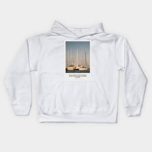 Mediterranean photography in Mallorca with yachts, palms and sea quote Kids Hoodie